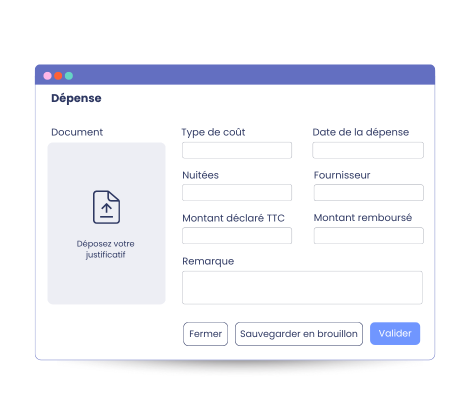 Notes de frais mpleo - Saisie d'une dépense par le collaborateur